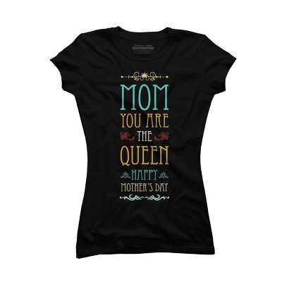Junior's Design By Humans Mother's Day Mom Queen By tmsarts T-Shirt