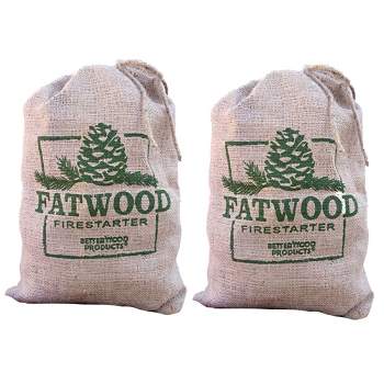 Betterwood Fatwood 10lb Firestarter Burlap Bag (2 Pack) for Campfire, BBQ, or Pellet Stove; Non-Toxic and Water Resistant; Safe and Easy Set- Up