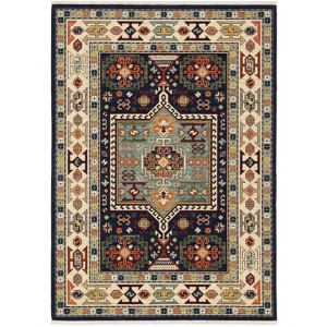 Captiv8e Designs Langdon Global Inspired Blue/Ivory Wool Rug - 1 of 4