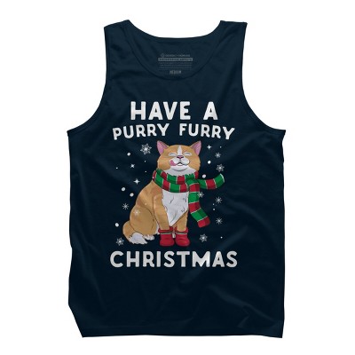Men's Design By Humans Have A Purry Furry Christmas Cat By Freshoutlook Tank Top