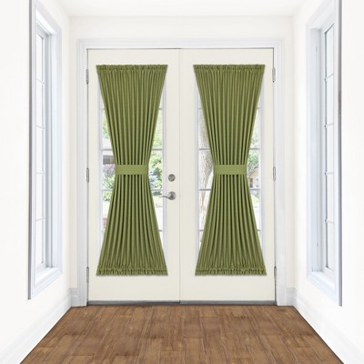 Kate Aurora Country Farmhouse Living Solid Colored Semi Sheer Single Door Curtain Panel With Tieback