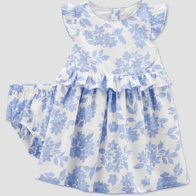 Image of Carter's Just One You® Baby Girls' Floral Dress - Blue 3M