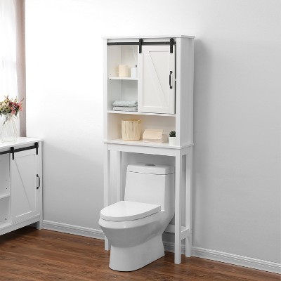 White MDF Over-the-Toilet Space Saver Cabinet with Adjustable Shelving