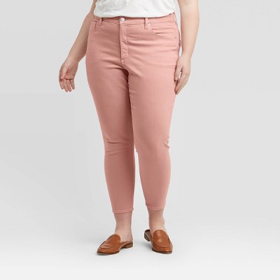 plus size pink skinny jeans