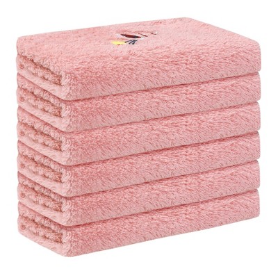Unique Bargains Bathroom Highly Absorbent Lightweight Cartoon Pattern Cotton Face Cloths 6 Pcs
