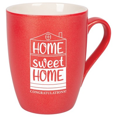 Elanze Designs 10 Ounce Ceramic Decorative Laser Engraved Giftable Novelty Tea Coffee Cup Mug Crimson Red Home Sweet Home Congratulations!