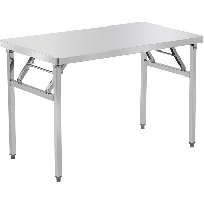 Worktable Workstation, Stainless Steel Prep Table Folding Table with Metal Adjusting Foot