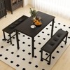 Aukfa Dining Table Set for 4, Wood Kitchen Table & Chair with 2 Upholstered Benches for Breakfast Nook and Small Space, Black - 3 of 4