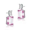 Guili Sterling Silver White Gold Plated Rectangle Stud Earrings with Colored CZ, a modern, stylish choice that adds elegance to any outfit - 3 of 3