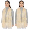 Anna-Kaci Women's Embroidered Floral Lace Scarf Solid Double Layered Faux Pearls Long Wrap Scarf - 2 of 4