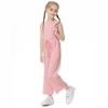 Girls Sleeveless Jumpsuits Scoop Neck Keyhole Back Soft Tank Jumpsuits Back Elastic Waist Wide Leg Jumpsuits with Pockets,Pink - 120 - 4 of 4