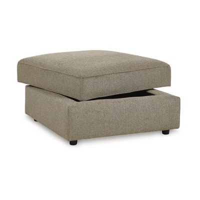 Brown Herringbone Chenille Storage Ottoman with Removable Top