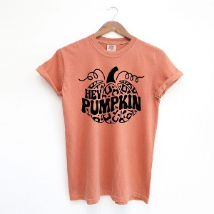 Simply Sage Market Women's Leopard Hey Pumpkin Short Sleeve Garment Dyed Tee - 1 of 2