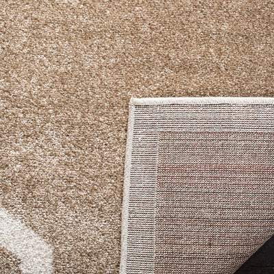 Reversible Wheat & Beige Geometric Synthetic Runner Rug - 2'3" x 13'