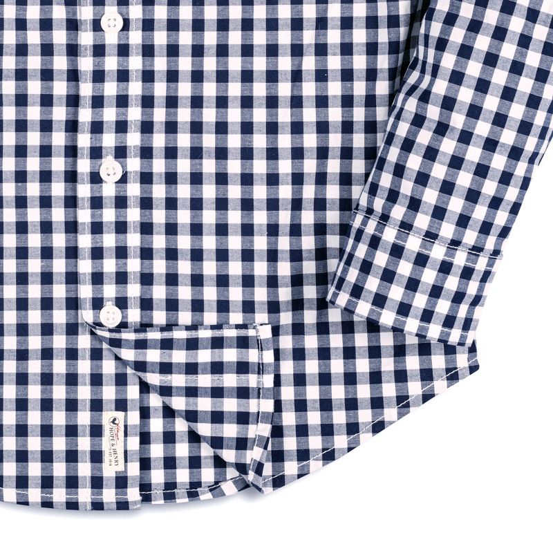 Hope & Henry Boys' Organic Long Sleeve Stretch Poplin Roll-Up Button Down Shirt, Infant, 3 of 8
