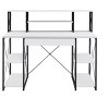 Vynxaria Modern Industrial All Purpose Writing Desk - White Finish (Black/Faux Concrete Optional), 1 Drawer, 8 Compartments, Black Metal Sled Base - 3 of 4