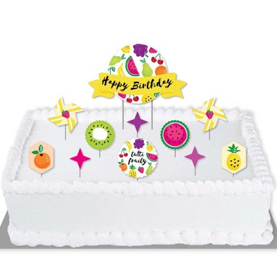 Big Dot of Happiness Tutti Fruity - Frutti Summer Birthday Party Cake Decorating Kit - Happy Birthday Cake Topper Set - 11 Pieces