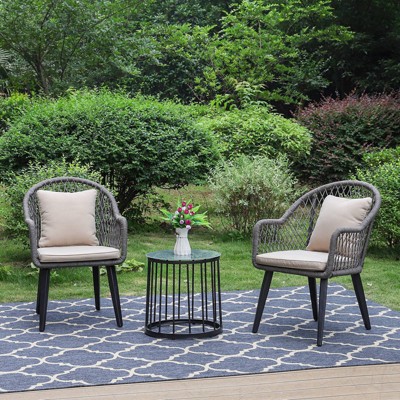 3pc Conversation Set with Chairs, Cushions & Table - Captiva Designs