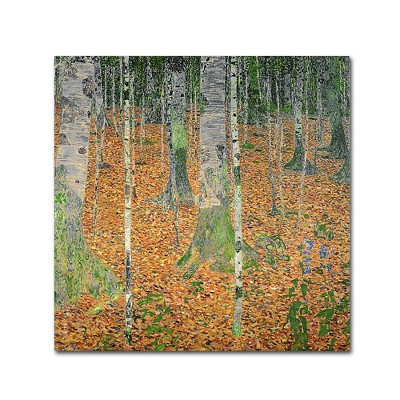 Gustav Klimt Birch Wood Landscape Canvas Art, 14'' x 14''