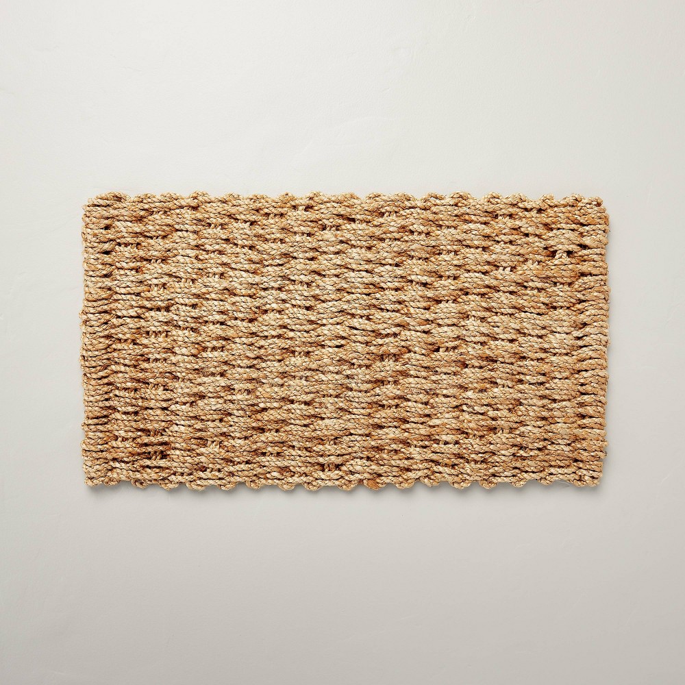 Photos - Doormat 18"x30" Basket Weave Jute  Natural - Hearth & Hand™ with Magnolia