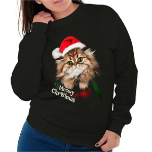 Cute Santa Cat Meowy Christmas Pun Sweatshirt for Men or Women Brisco Brands - 1 of 4