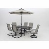 Four Seasons Courtyard 9 Foot Palermo Market Patio Umbrella Round Outdoor Backyard Shaded Canopy with Push Button Tilt and Aluminum Pole, Gray - 4 of 4