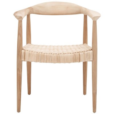 Natural Teak and Rattan Mid-Century Accent Chair