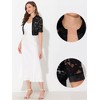 INSPIRE CHIC Women's Lace Round Neck Satin Panel Short Sleeve Bolero Shrugs - 2 of 4