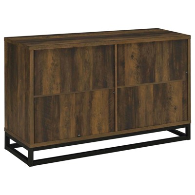 Ryatt Dark Pine and Black 4-Door Wood Accent Cabinet