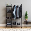 IRIS Metal Garment Rack with 5 Wooden Shelves Marble Black: Freestanding Closet & Clothing Rack, Metal Frame, 59.5" Height - 2 of 4