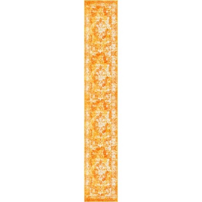 Rustic Orange and Yellow Low Pile Runner Rug