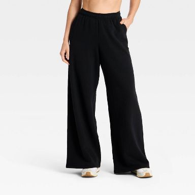 Women's Active Comfort Mid-Rise Wide Leg Jogger Pants 31" - All In Motion™ Black XS