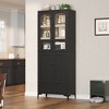 Tall Kitchen Pantry Cabinet with Glass Doors, Food Storage Cabinet with 4 Doors 5 Tier Adjustable Shelves for Kitchen,  Bathroom - 4 of 4