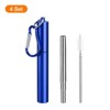 Unique Bargains 304 Stainless Steel Portable Durable Drinking Straw with Flat Case and Cleaning Brush 4 Pcs - 3 of 4