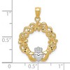 Black Bow Jewelry 14k Yellow Gold and White Rhodium Irish Claddagh Pendant, 20mm - 4 of 4