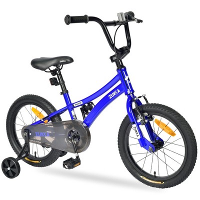 Vynxaria 16-Inch Kids' Bike with Training Wheels - Red, Orange, Blue, Yellow for Ages 4-7