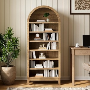71" Arched Bookshelf,7-Tier Farmhouse Bookcase & Shoe Cabinet, Shoe Rack with Adjustable Shelves,Open Storage for Living Room, Home Office - 1 of 4