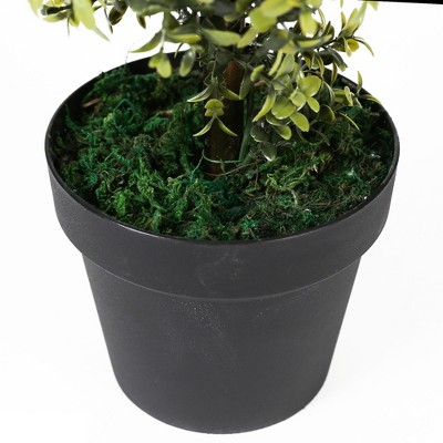 Green 30-Inch Artificial Orchid Tree Topiary in Black Planter