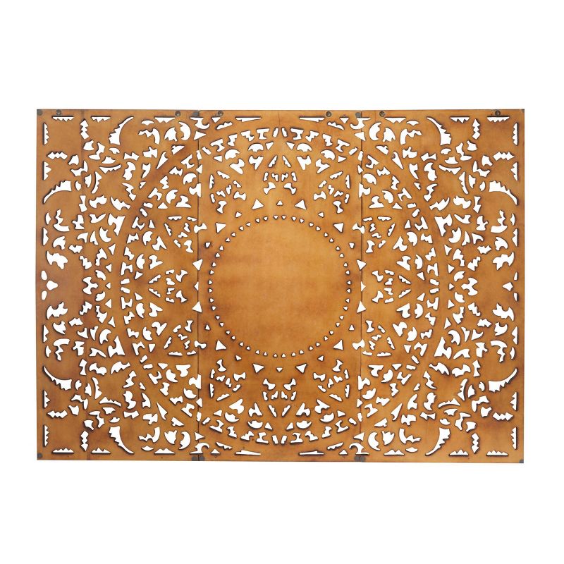 Set of 3 Wooden Floral Handmade Intricately Carved Wall Decors with Mandala Design - Olivia & May, 2 of 10