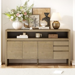 MDF Storage Cabinet,Accent Cabinet with 3 Drawers and Open Shelf,Multi-Functional Storage Sideboard for Entryway or Living Room-Cuddlewood - 1 of 4