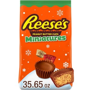 Reese's Christmas Milk Chocolate Peanut Butter Cups Candy Miniatures - 35.65oz - 1 of 4