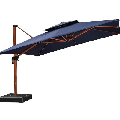PURPLE LEAF 12ft Patio Umbrella with Base Outdoor Square Large Cantilever Umbrella Windproof Offset Heavy Duty Umbrella for Garden Deck Pool