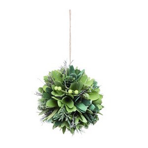 Transpac Wood 5.5 in. Green Christmas Curl Green Ball - 1 of 2