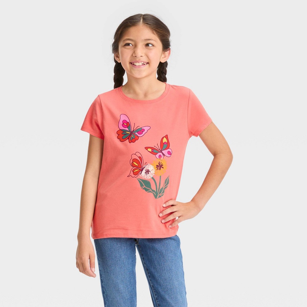 (Pack of 2) Girls' Short Sleeve Graphic T-Shirt - Cat & Jack™ Dark Peach M