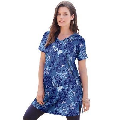 Roaman's Women's Plus Size Short-Sleeve V Neck Ultimate Tunic