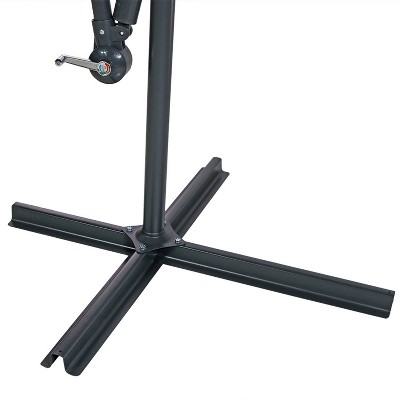 Brown Steel Cantilever Patio Umbrella with LED Lights, 9.5 ft