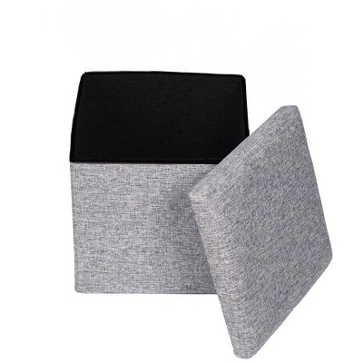 Vintiquewise Decorative Grey Foldable Cube Ottoman Stools  for Living Room, Bedroom, Dining, Playroom or Office