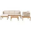 4-Piece Outdoor Patio L-Shaped Acacia Wood Rope Weave Sectional Sofa Set with Coffee Table,Armchair, and Ottoman - 3 of 4