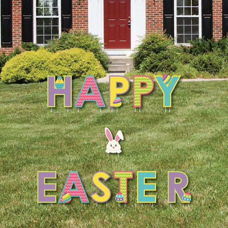Big Dot of Happiness Hippity Hoppity - Yard Sign Outdoor Lawn Decorations Easter Bunny Party Yard Signs - Happy Easter, 3 of 9