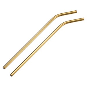 Unique Bargains Smooth Cocktail Coffee Juice Reusable Metal Straws 2 Pcs - 1 of 3